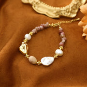 Original Rose Stone Baroque Freshwater Pearl Necklace