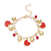 Cute Wild Summer Cherry Love Strawberry Pearl Crystal Bracelet