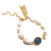 Natural Baroque Pearl Blue Crystal Bracelet