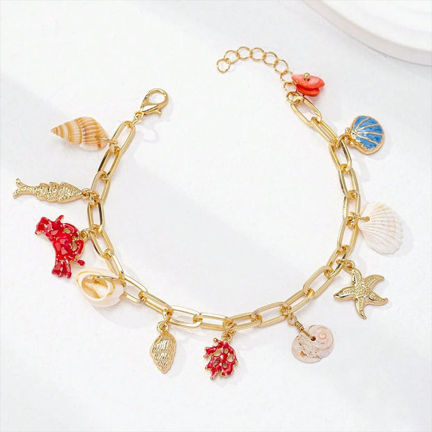 Starfish Shell Beaded Summer Beach Ocean Bracelet