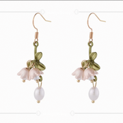 pink lily of the valley pearl earrings