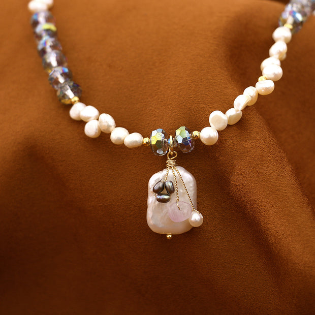 Original Baroque Green Crystal Freshwater Pearl Necklace