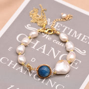 Natural Baroque Pearl Blue Crystal Bracelet