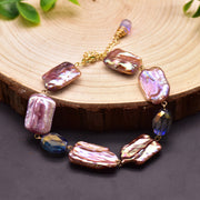 Natural Baroque Pearl Blue Crystal Bracelet