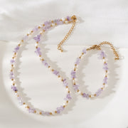 Amethyst Crushed Stone Baroque Natural Pearl Necklace