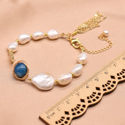 Natural Baroque Pearl Blue Crystal Bracelet