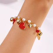 Cute Wild Summer Cherry Love Strawberry Pearl Crystal Bracelet