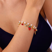 Cute Wild Summer Cherry Love Strawberry Pearl Crystal Bracelet