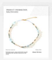 Aquamarine Blue Crystal Baroque Freshwater Pearl Necklace