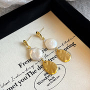 Baroque Pearl Tassel Earrings Long Style Silver