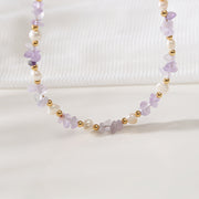 Amethyst Crushed Stone Baroque Natural Pearl Necklace