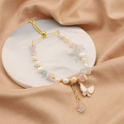Natural Baroque Pearl Blue Crystal Bracelet