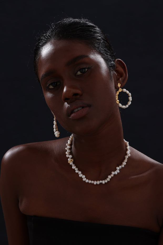 freshwater pearl beaded silver necklace