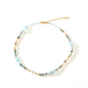 Aquamarine Blue Crystal Baroque Freshwater Pearl Necklace