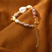 Original Rose Stone Baroque Freshwater Pearl Necklace