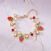 Cute Wild Summer Cherry Love Strawberry Pearl Crystal Bracelet