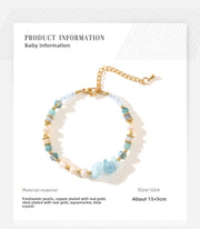 Aquamarine Blue Crystal Baroque Freshwater Pearl Necklace