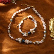 Woven Bud Pink Opal Natural Freshwater Pearl Necklace