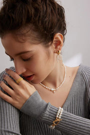 zircon silver pearl necklace
