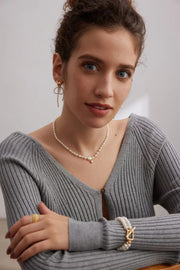 zircon silver pearl necklace