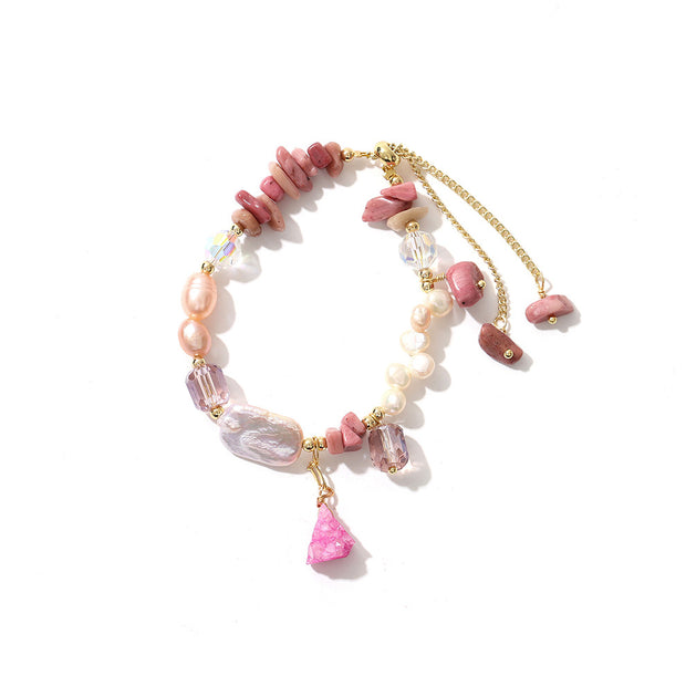 Original Baroque Rose Stone Freshwater Pearl Necklace