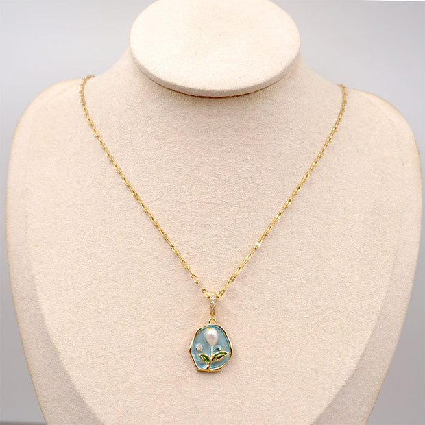 French Style Monet Oil Painting Necklace