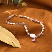 Original Baroque Rose Stone Freshwater Pearl Necklace