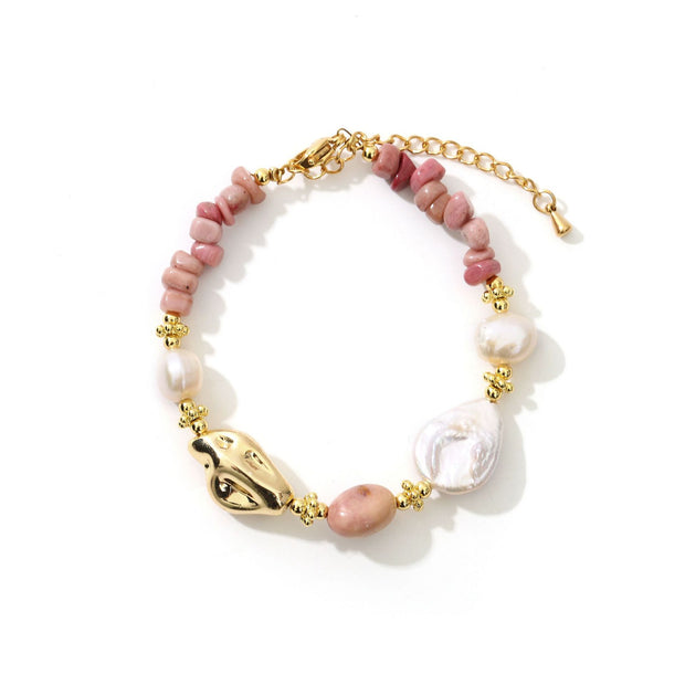 Original Rose Stone Baroque Freshwater Pearl Necklace