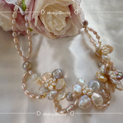 handmade baroque pear floral woven necklace