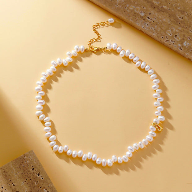 freshwater pearl beaded silver necklace