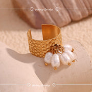 handmade baroque pearl silver 18k plated adjustable ring