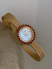 hand-finished crystal & woven gold watch