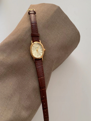 French Vintage Burgundy Leather Watch