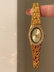 Hand-set Gilded Oval Crystal Watch
