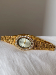Hand-set Gilded Oval Crystal Watch