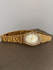 Hand-set Gilded Oval Crystal Watch