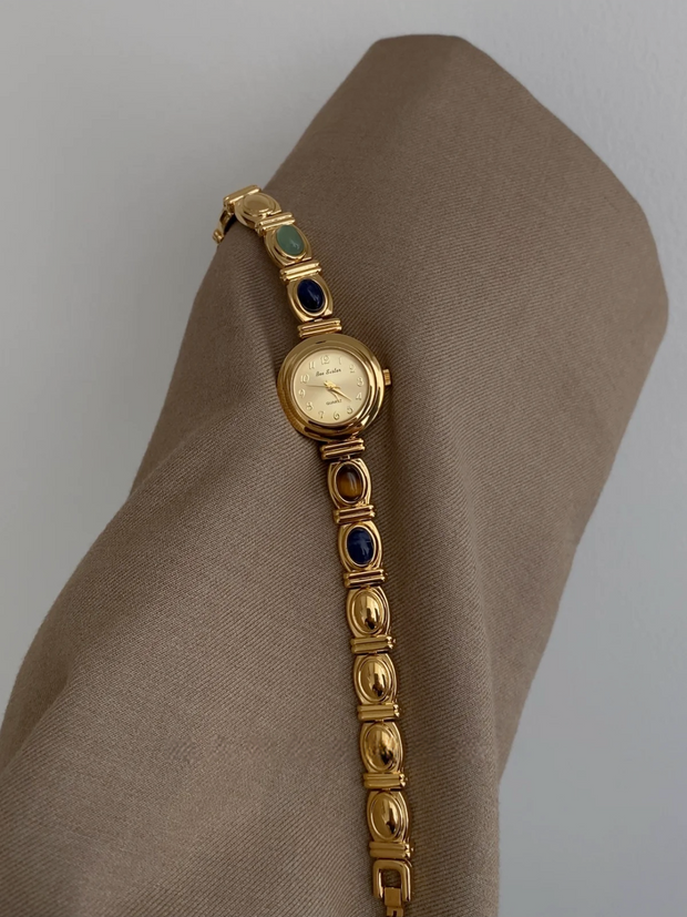 Multi-Colored Agate Patchwork Watch