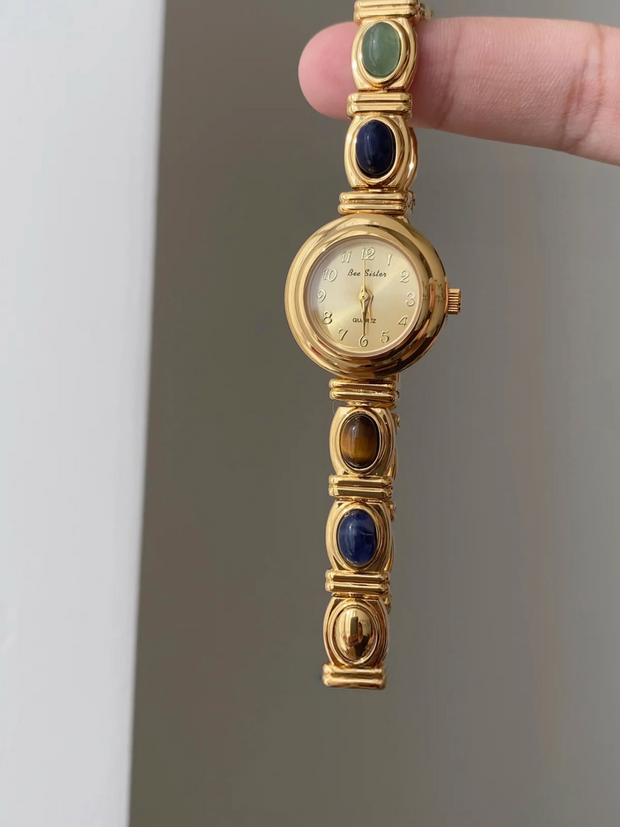 Multi-Colored Agate Patchwork Watch