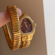 Hand-wrapped Red & Gold Serpent Watch