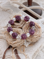 Rose Manor Handmade Purple Wood and Pearl Bracelet