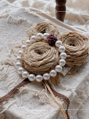 Rose Manor Handmade Purple Wood and Pearl Bracelet