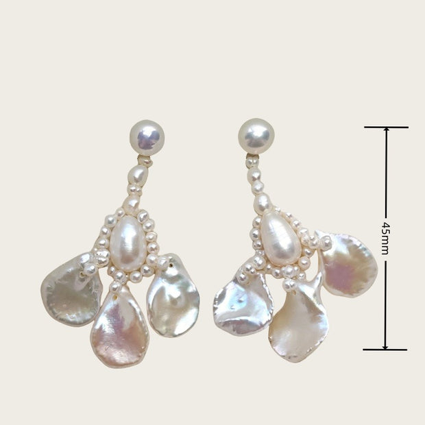 handmade original natural baroque pearl silver earrings
