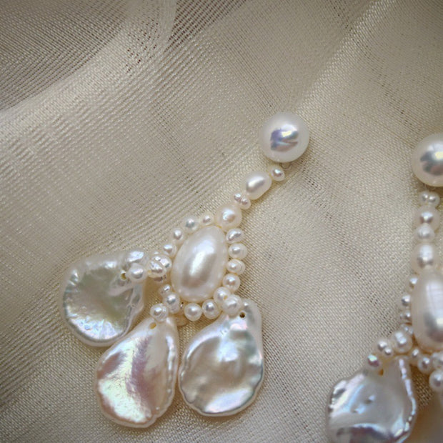 handmade original natural baroque pearl silver earrings