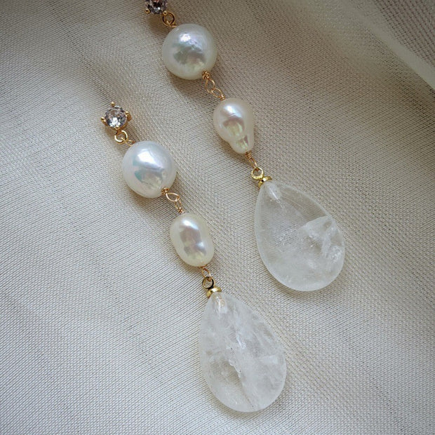 handmade natural baroque pearl sterling silver earrings