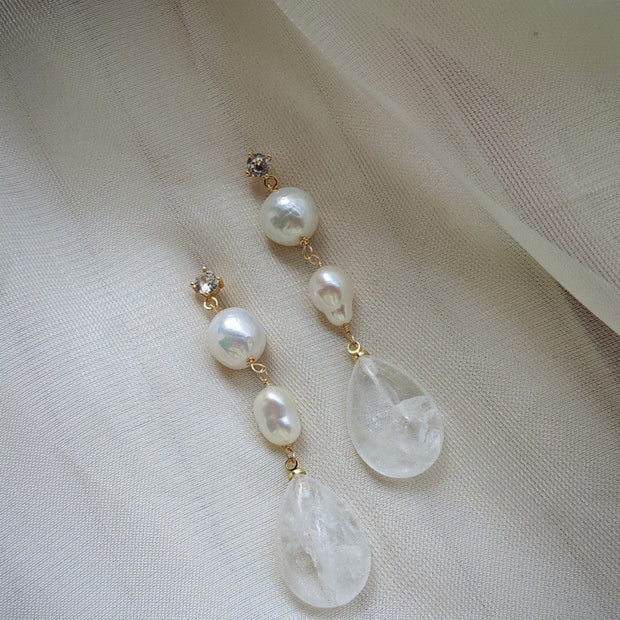 handmade natural baroque pearl sterling silver earrings