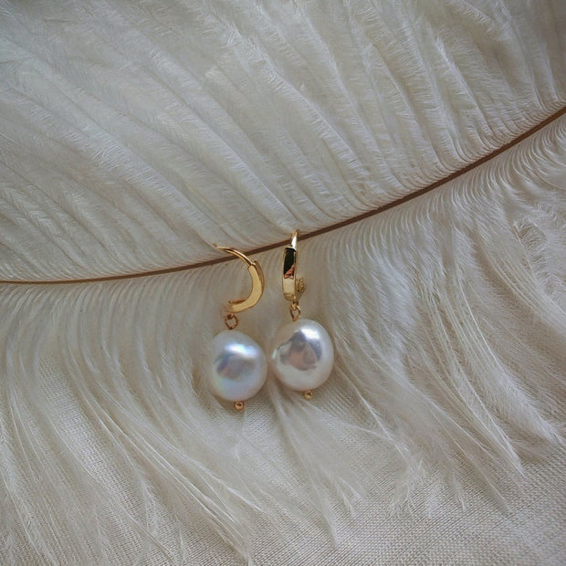 handmade baroque pearl simple earrings