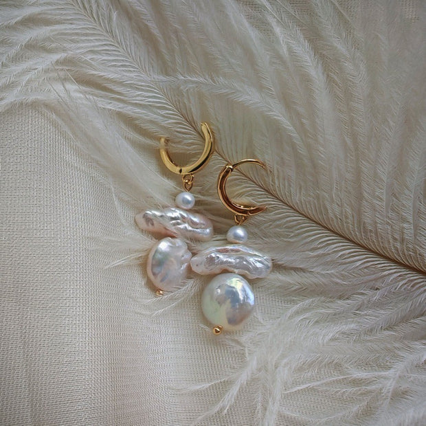 handmade baroque pearl simple earrings