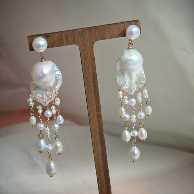 handmade baroque pearl romantic earrings