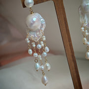 handmade baroque pearl romantic earrings