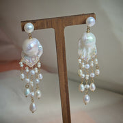 handmade baroque pearl romantic earrings
